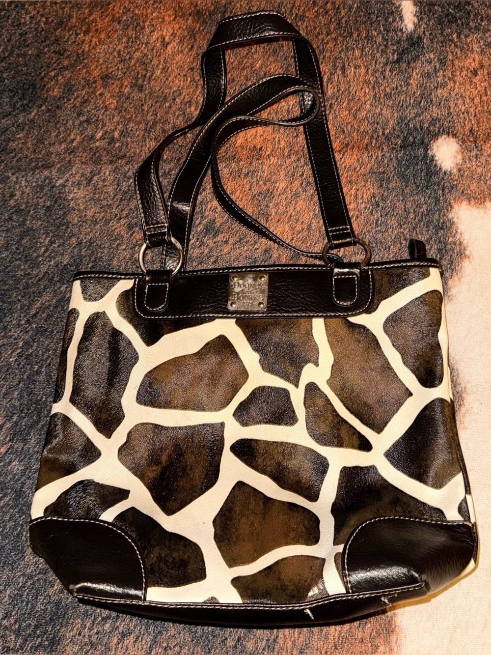 Dooney & Bourke Brown and Cream Giraffe-Print Tote
